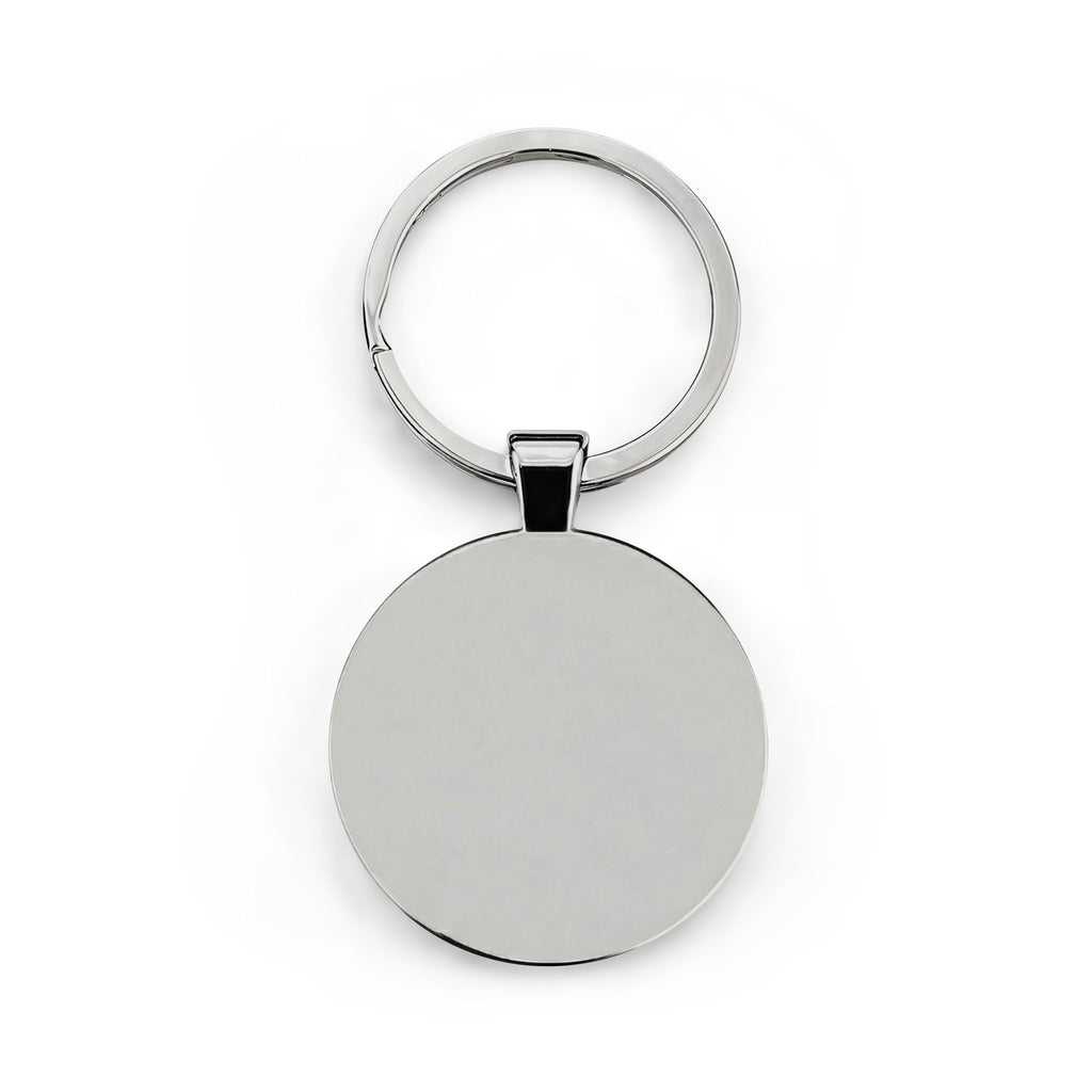 Mujec Round Stainless Steel Keychain – Minimalist Black & Gold Name Tag