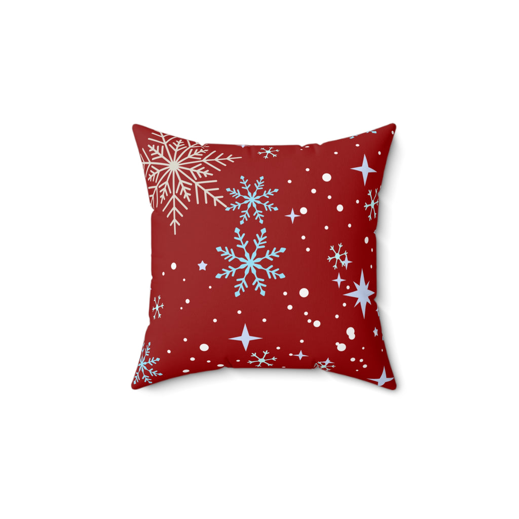 Festive Red Snowflake Throw Pillow – Cozy Holiday Decor Accent