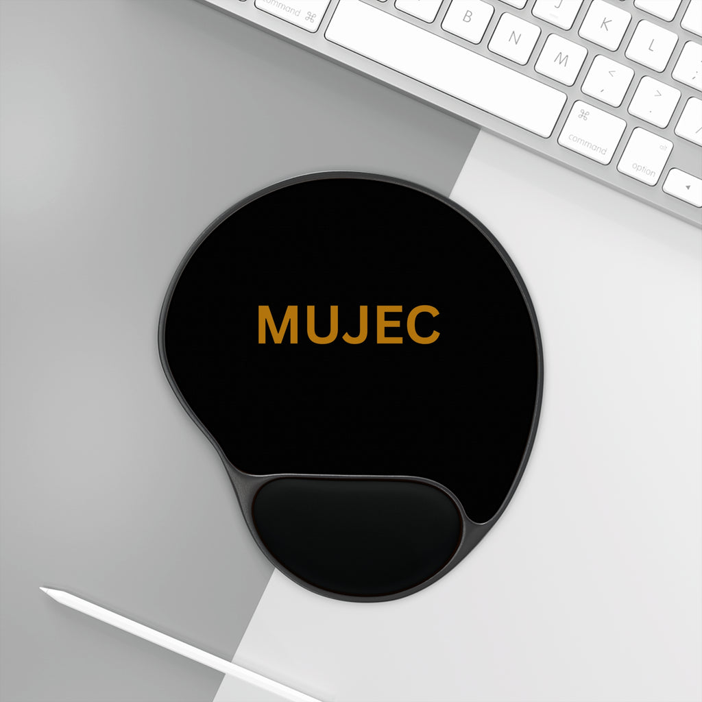MUJEC Ergonomic Mouse Pad with Wrist Rest — Black & Gold Comfort Pad