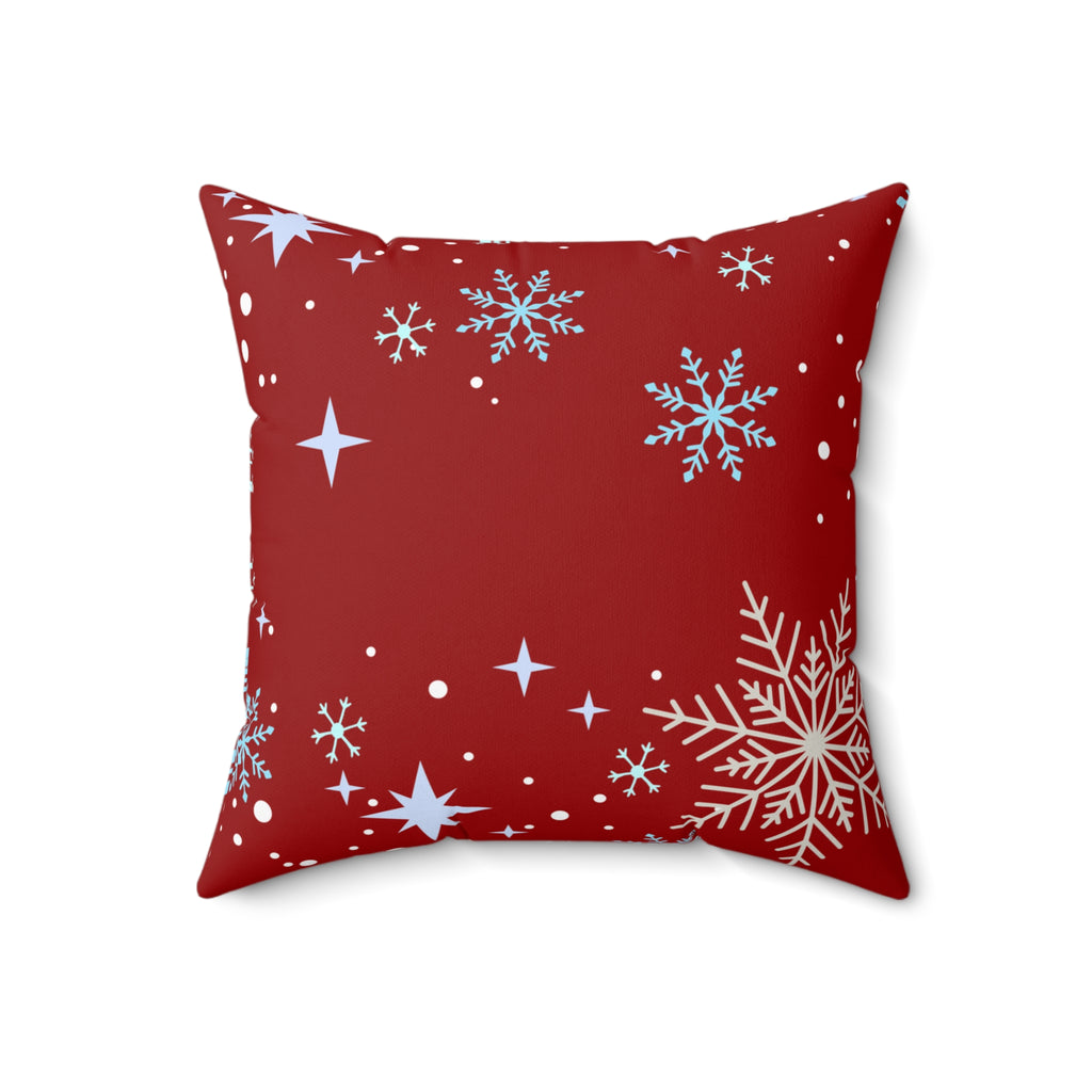 Festive Red Snowflake Throw Pillow – Cozy Holiday Decor Accent