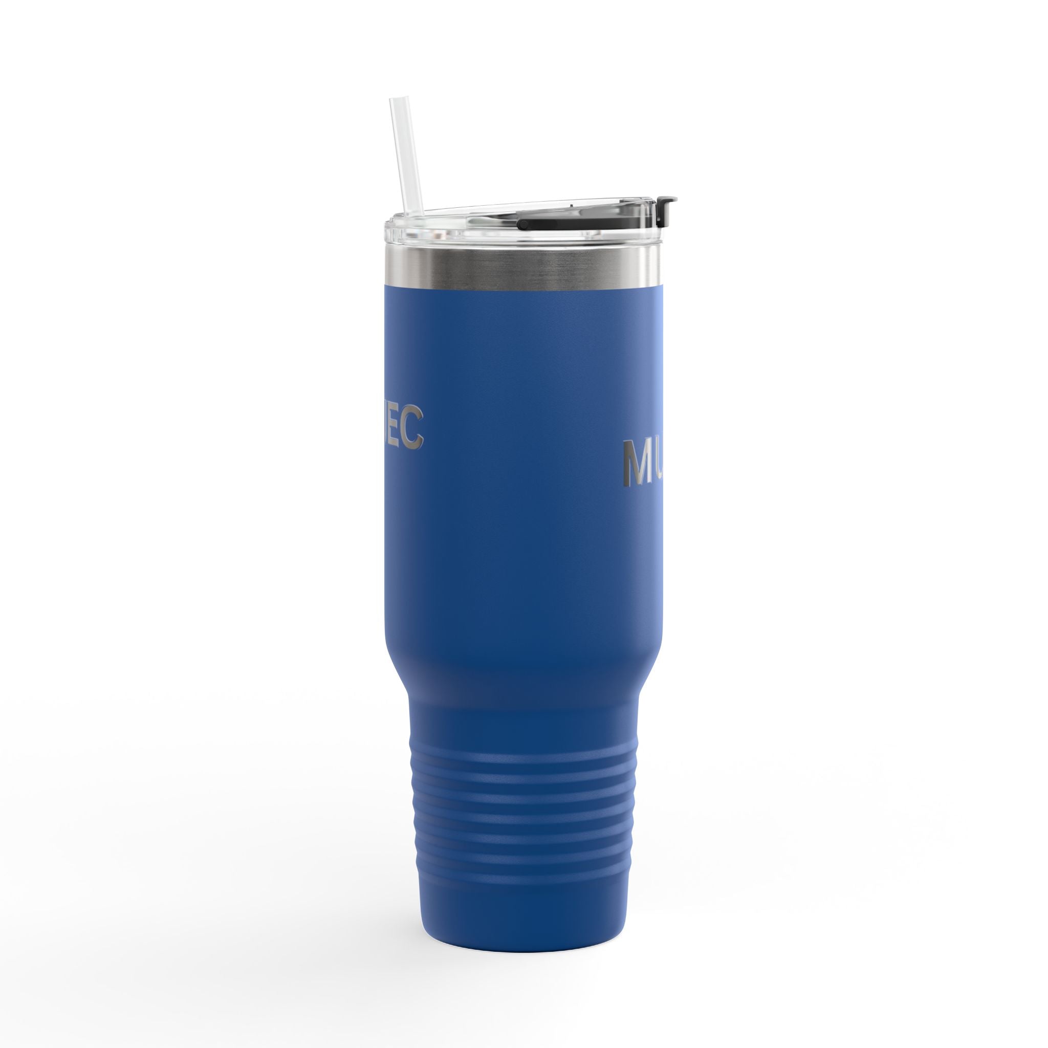 40oz Insulated Travel Mug — White Stainless Tumbler with Gold MUJEC Logo
