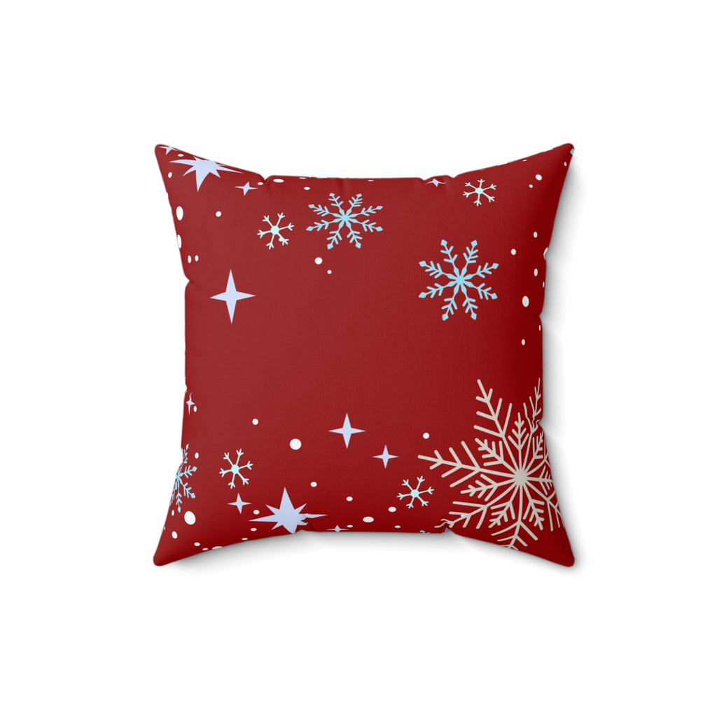 Festive Red Snowflake Throw Pillow – Cozy Holiday Decor Accent