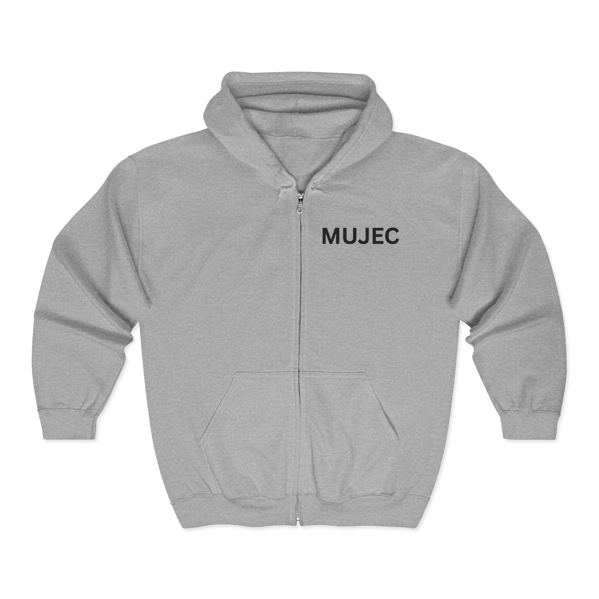 MUJEC Zip Hoodie — Minimal Logo Full-Zip Hooded Sweatshirt