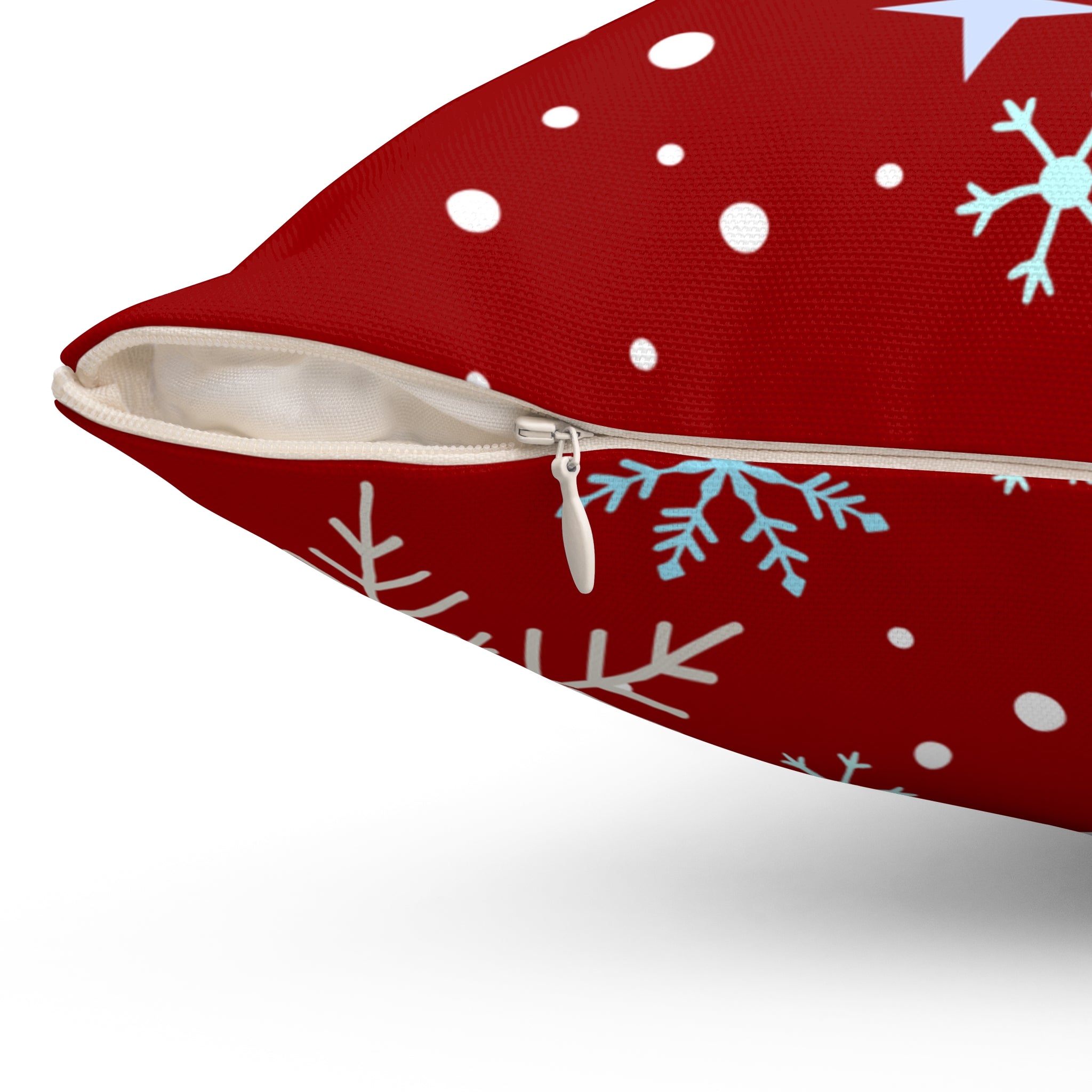 Festive Red Snowflake Throw Pillow – Cozy Holiday Decor Accent