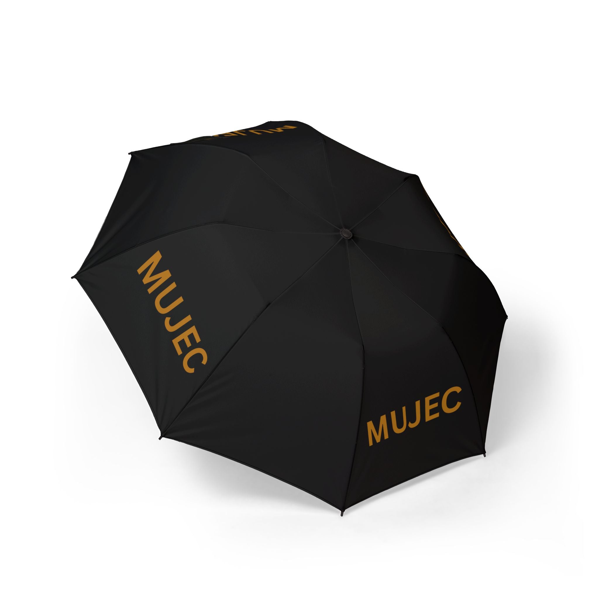 Foldable Umbrella — Black Semi‑Automatic Umbrella with MUJEC Logo
