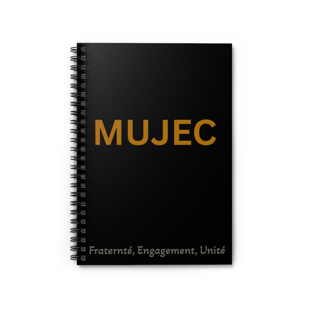 MUJEC Spiral Notebook — Black Ruled Journal with “Fraternité, Engagement, Unité”