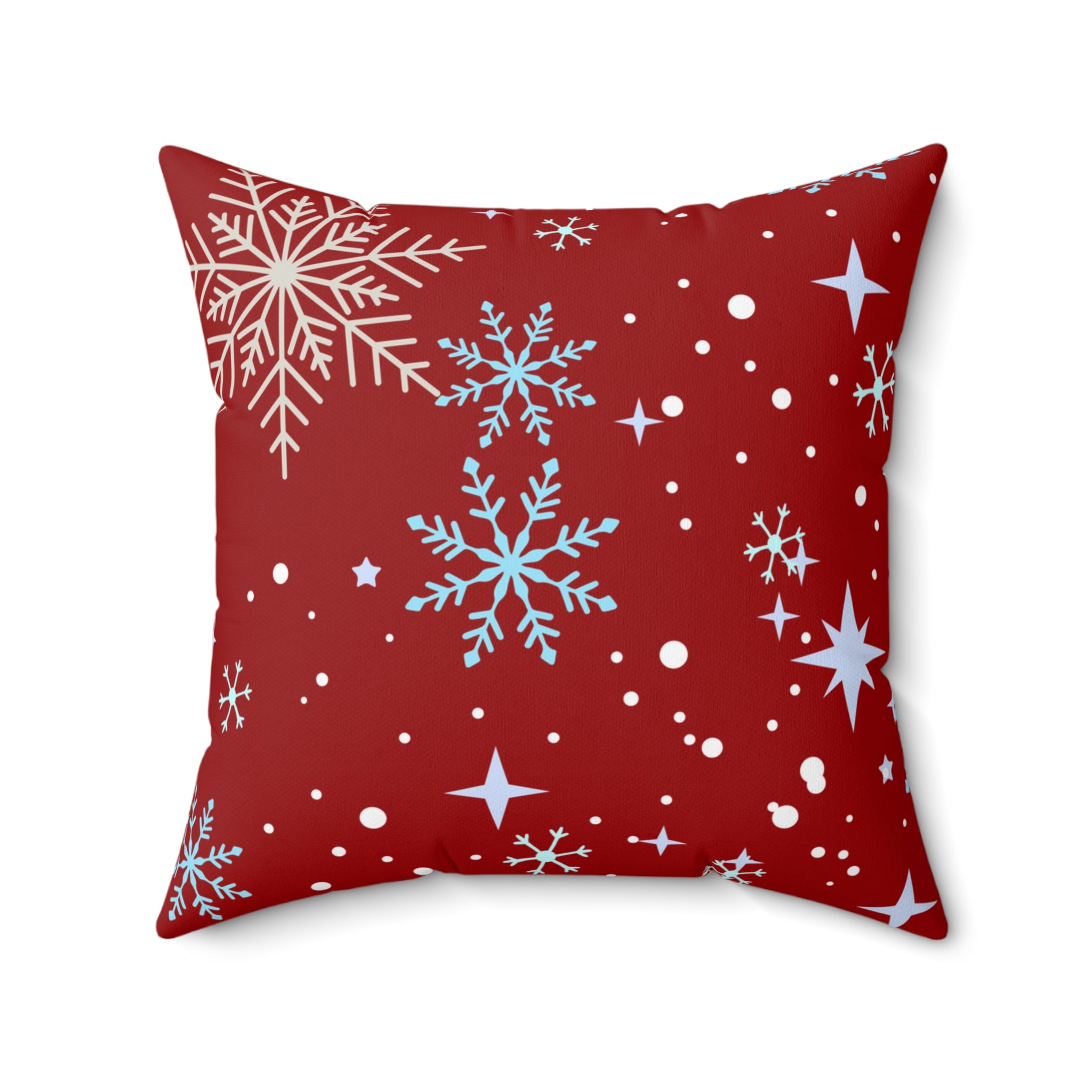 Festive Red Snowflake Throw Pillow – Cozy Holiday Decor Accent