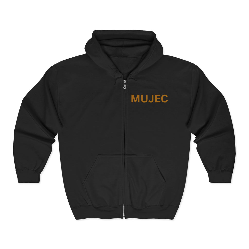 MUJEC Zip Hoodie — Minimal Logo Full-Zip Hooded Sweatshirt