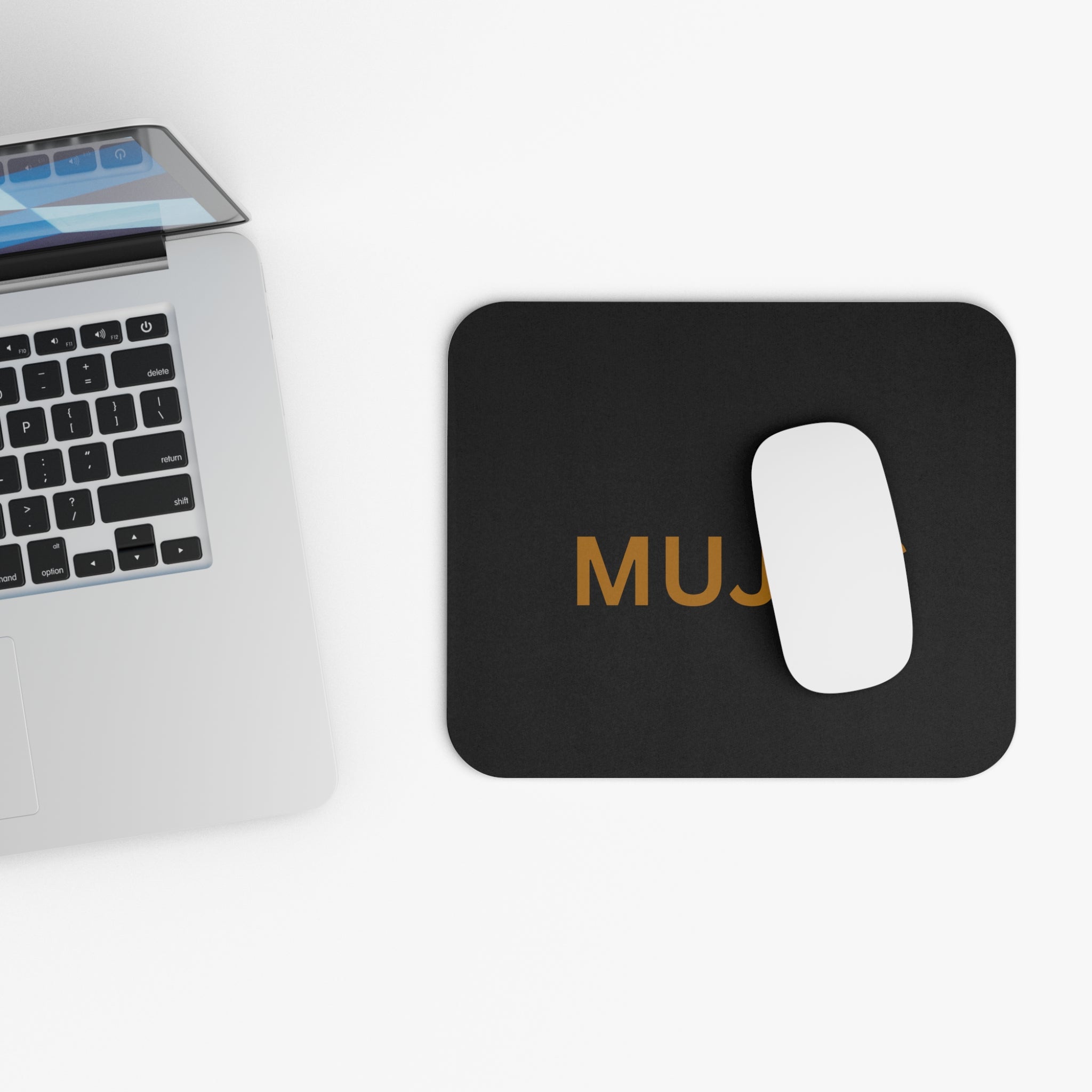 MUJEC Black Rectangle Mouse Pad — Minimalist Office Desk Mousepad