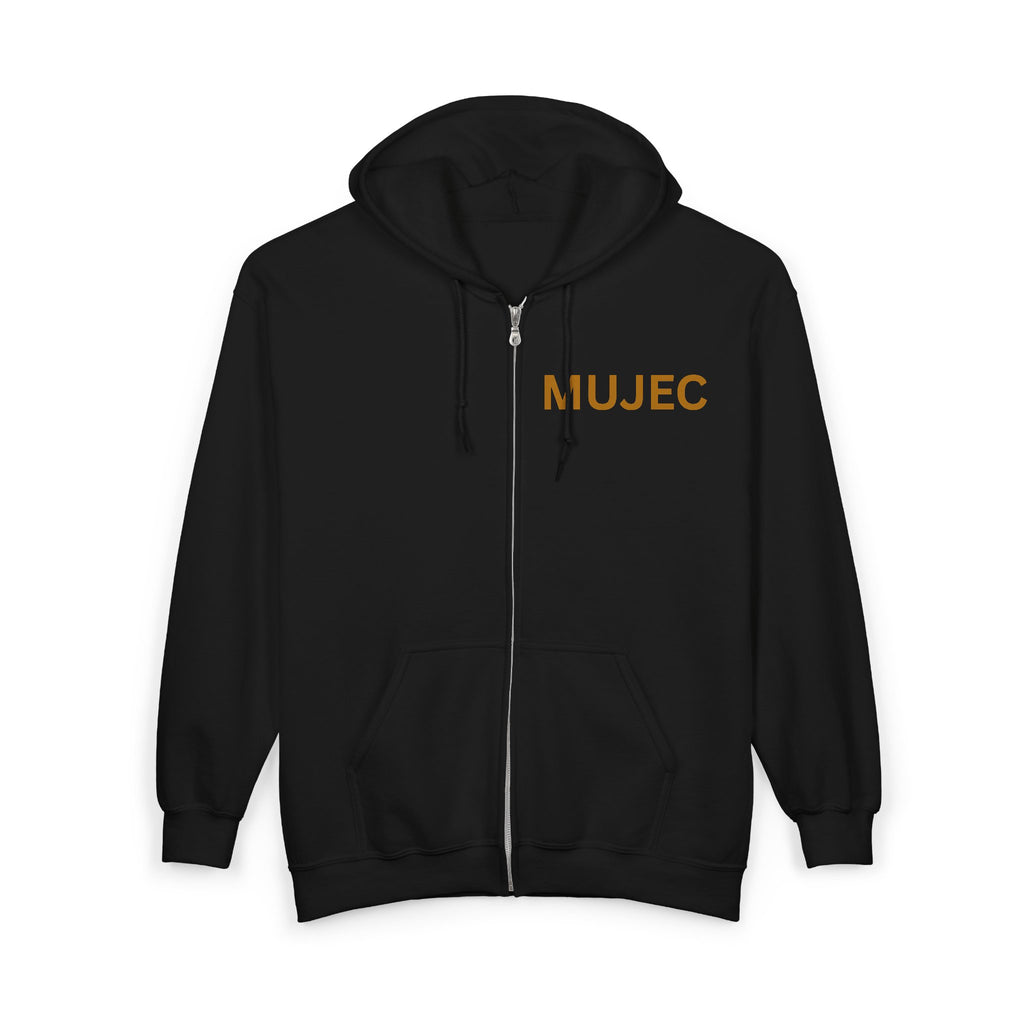 MUJEC Zip Hoodie — Minimal Logo Full-Zip Hooded Sweatshirt