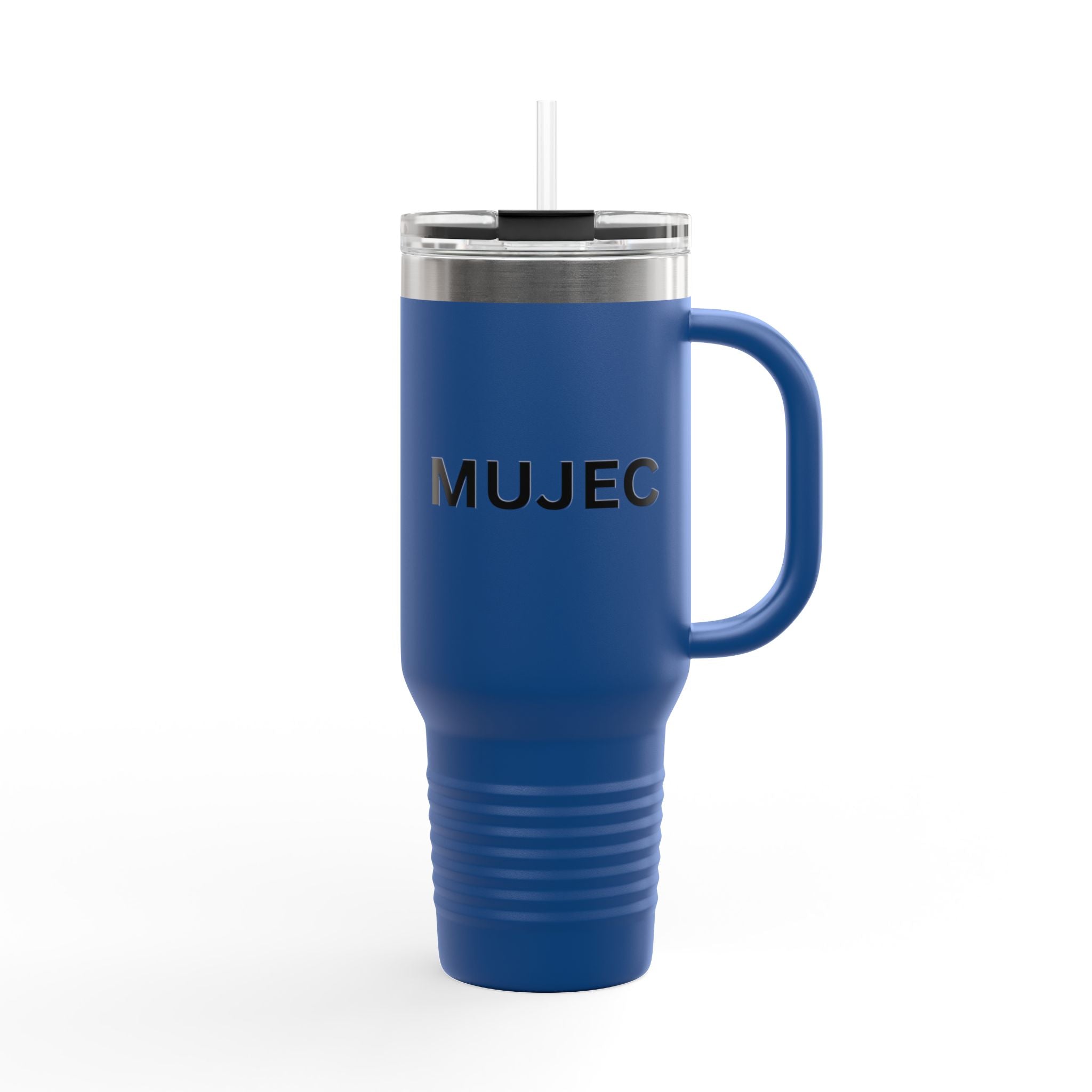 40oz Insulated Travel Mug — White Stainless Tumbler with Gold MUJEC Logo
