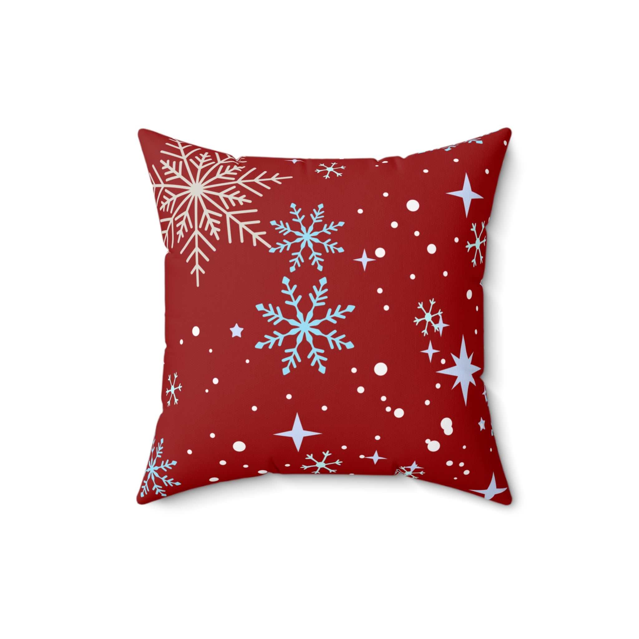 Festive Red Snowflake Throw Pillow – Cozy Holiday Decor Accent