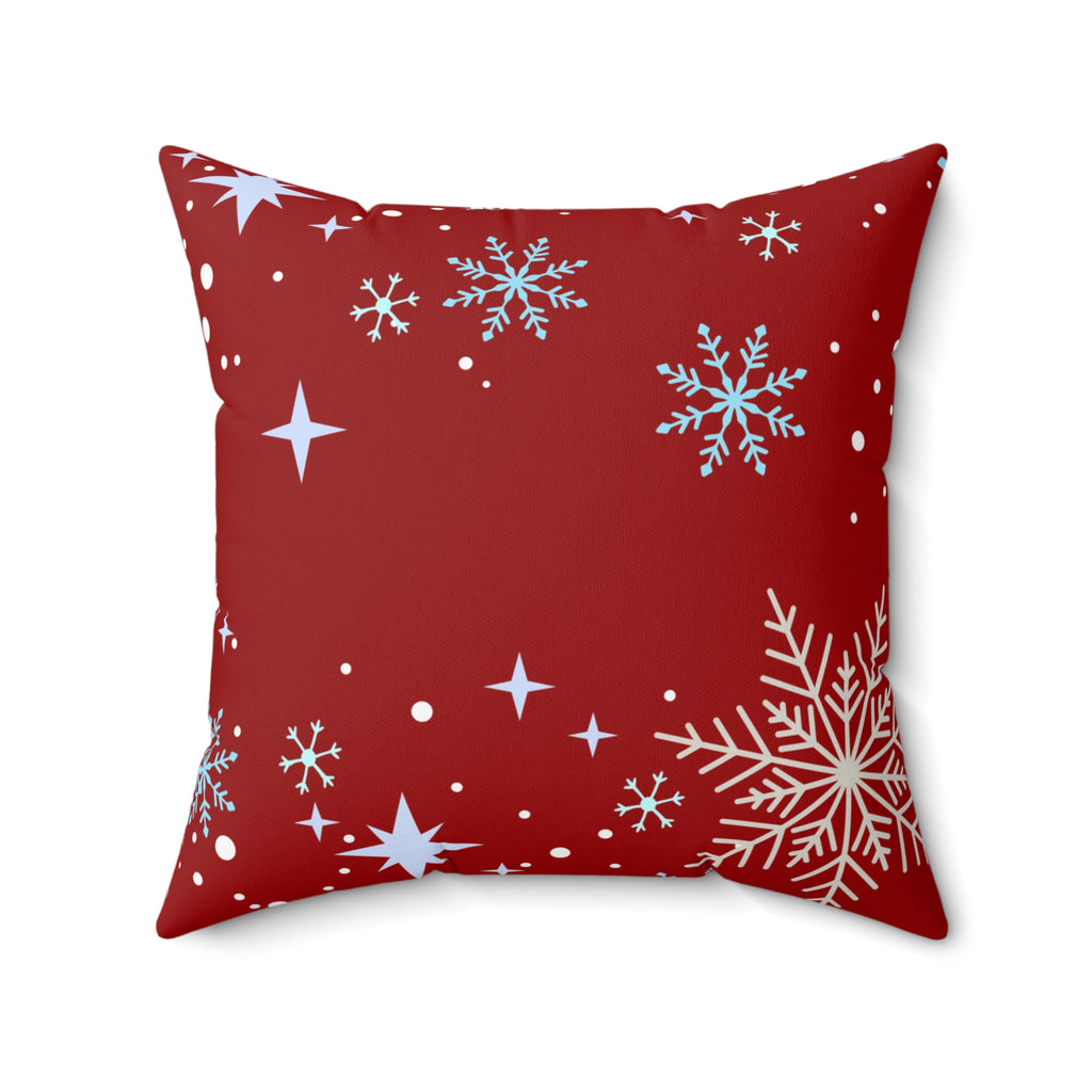 Festive Red Snowflake Throw Pillow – Cozy Holiday Decor Accent