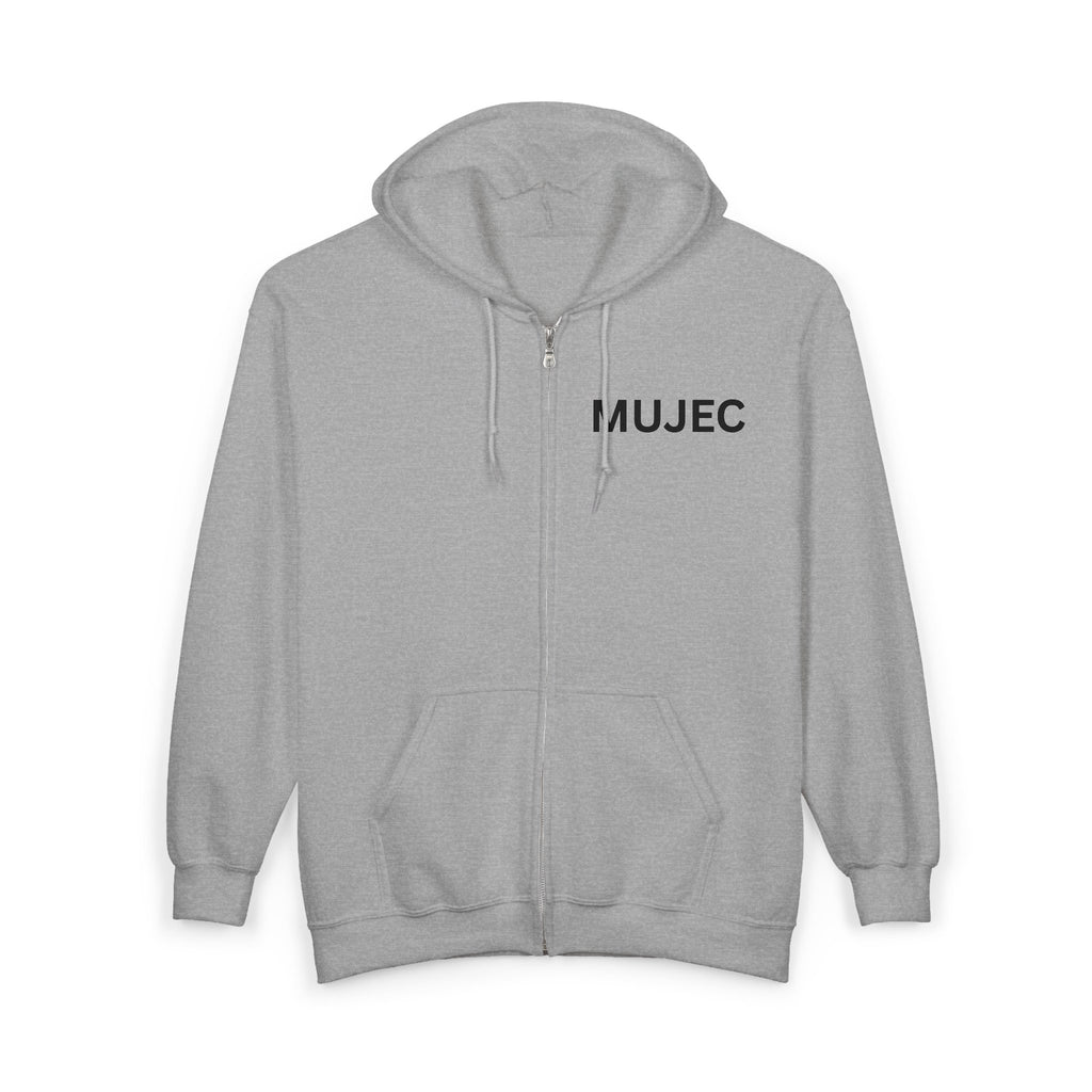 MUJEC Zip Hoodie — Minimal Logo Full-Zip Hooded Sweatshirt