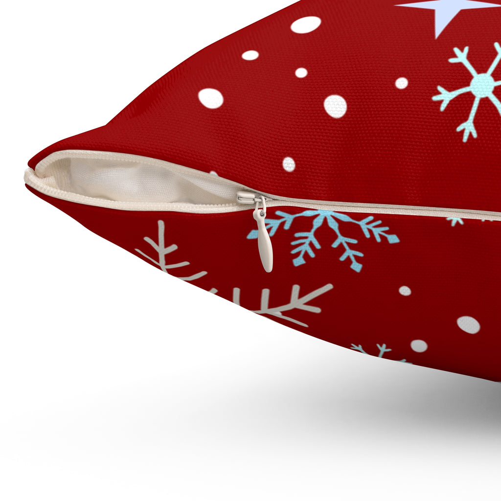 Festive Red Snowflake Throw Pillow – Cozy Holiday Decor Accent