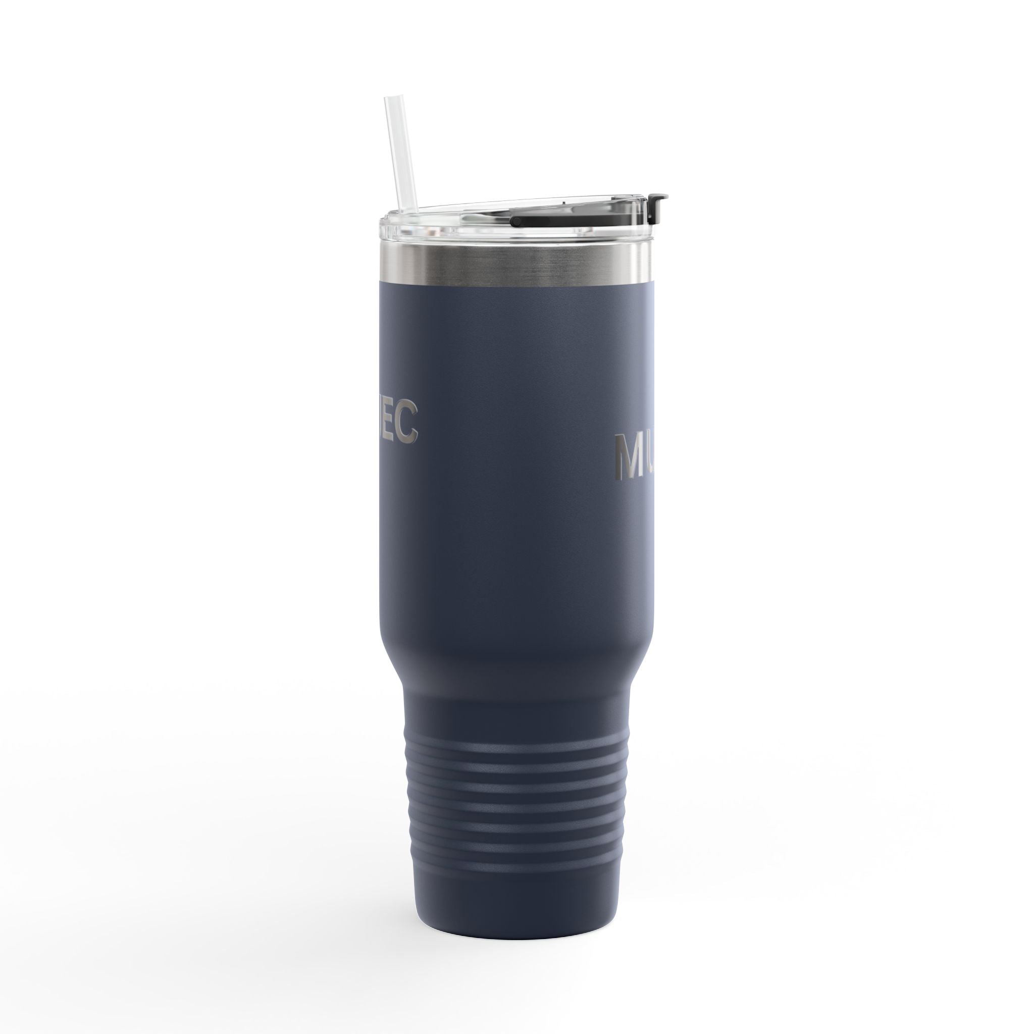 40oz Insulated Travel Mug — White Stainless Tumbler with Gold MUJEC Logo