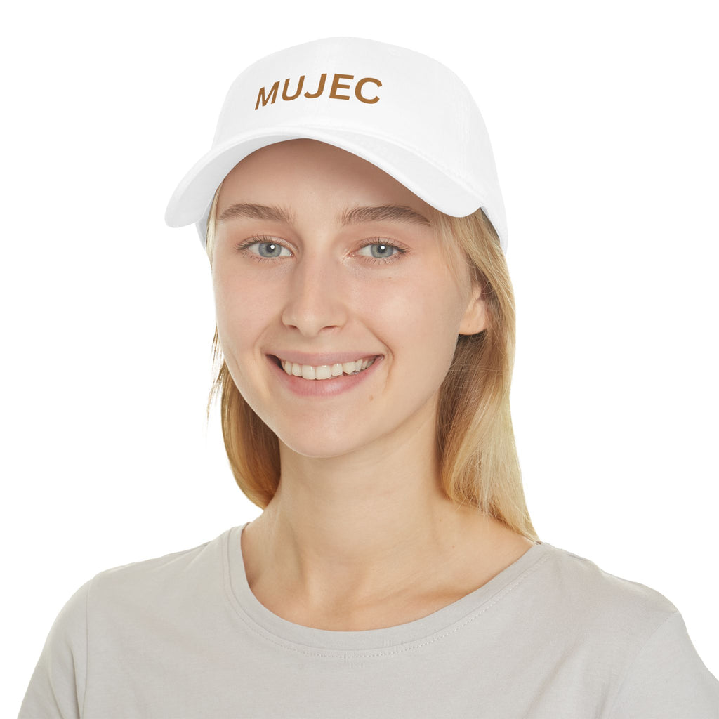 Baseball Cap — MUJEC Embroidered Low-Profile Dad Hat (Black with Gold Lettering)
