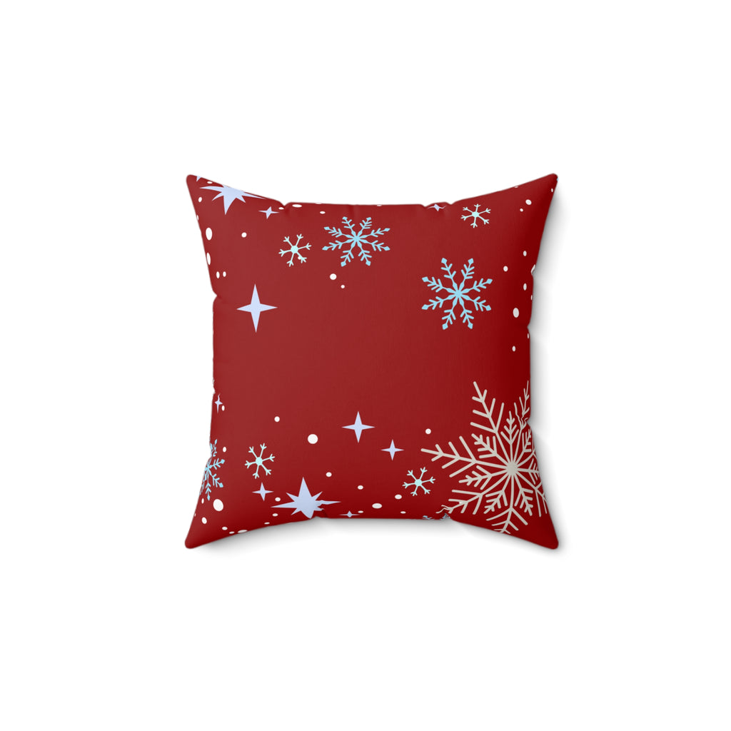 Festive Red Snowflake Throw Pillow – Cozy Holiday Decor Accent
