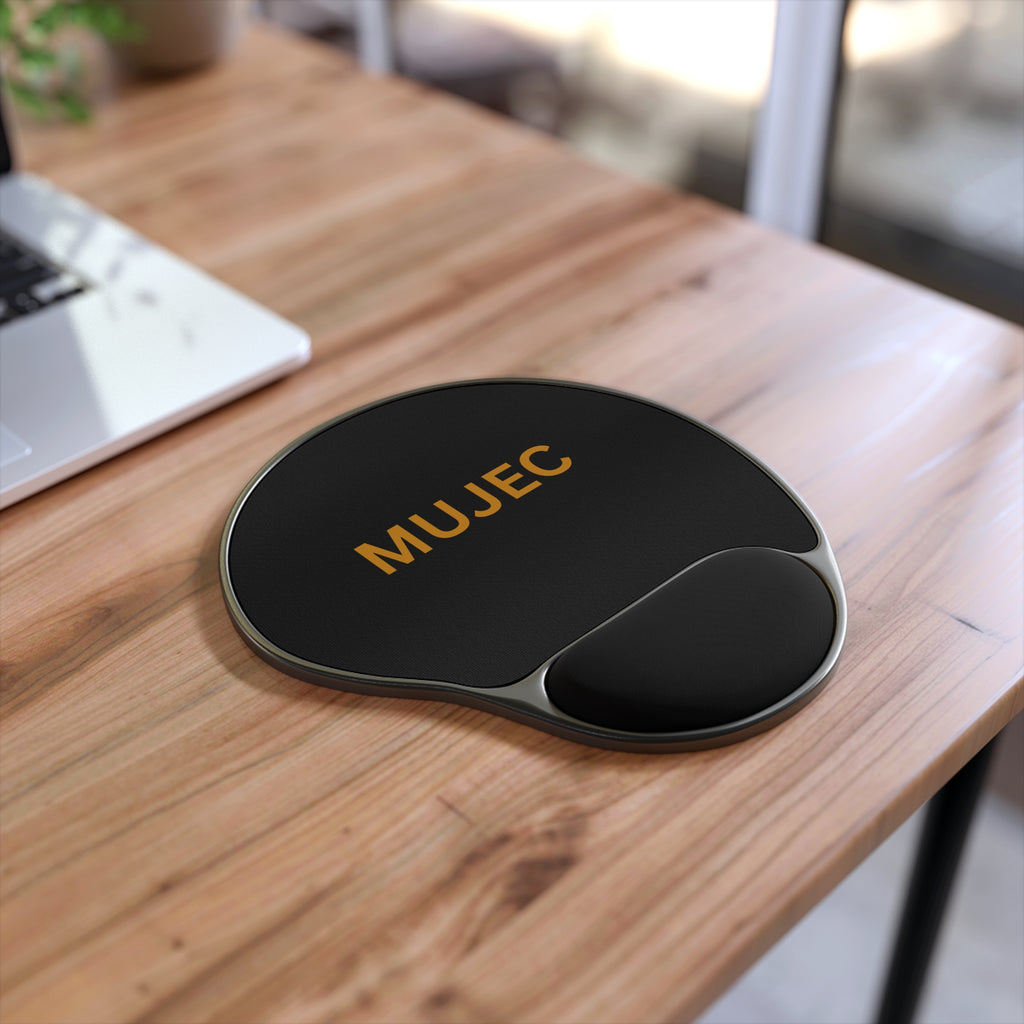MUJEC Ergonomic Mouse Pad with Wrist Rest — Black & Gold Comfort Pad