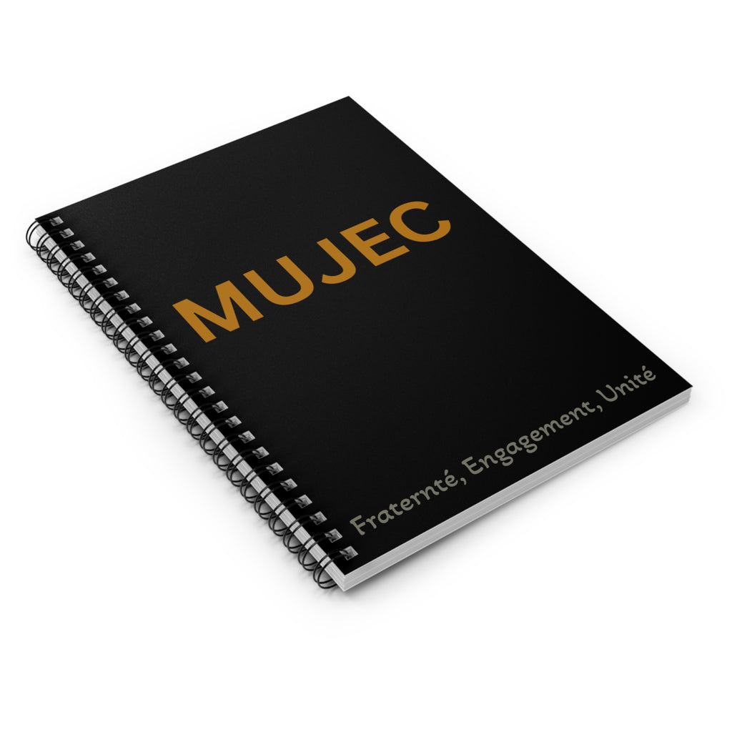 MUJEC Spiral Notebook — Black Ruled Journal with “Fraternité, Engagement, Unité”