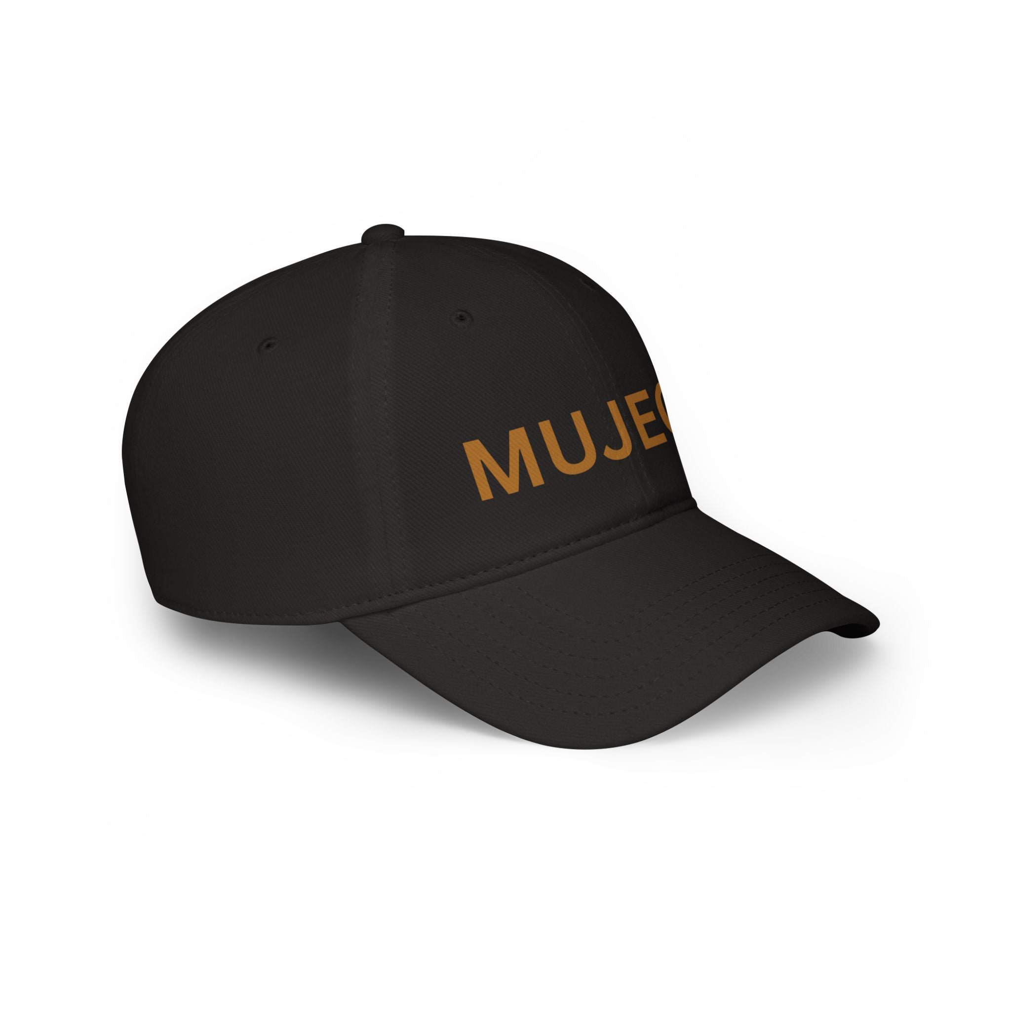 Baseball Cap — MUJEC Embroidered Low-Profile Dad Hat (Black with Gold Lettering)