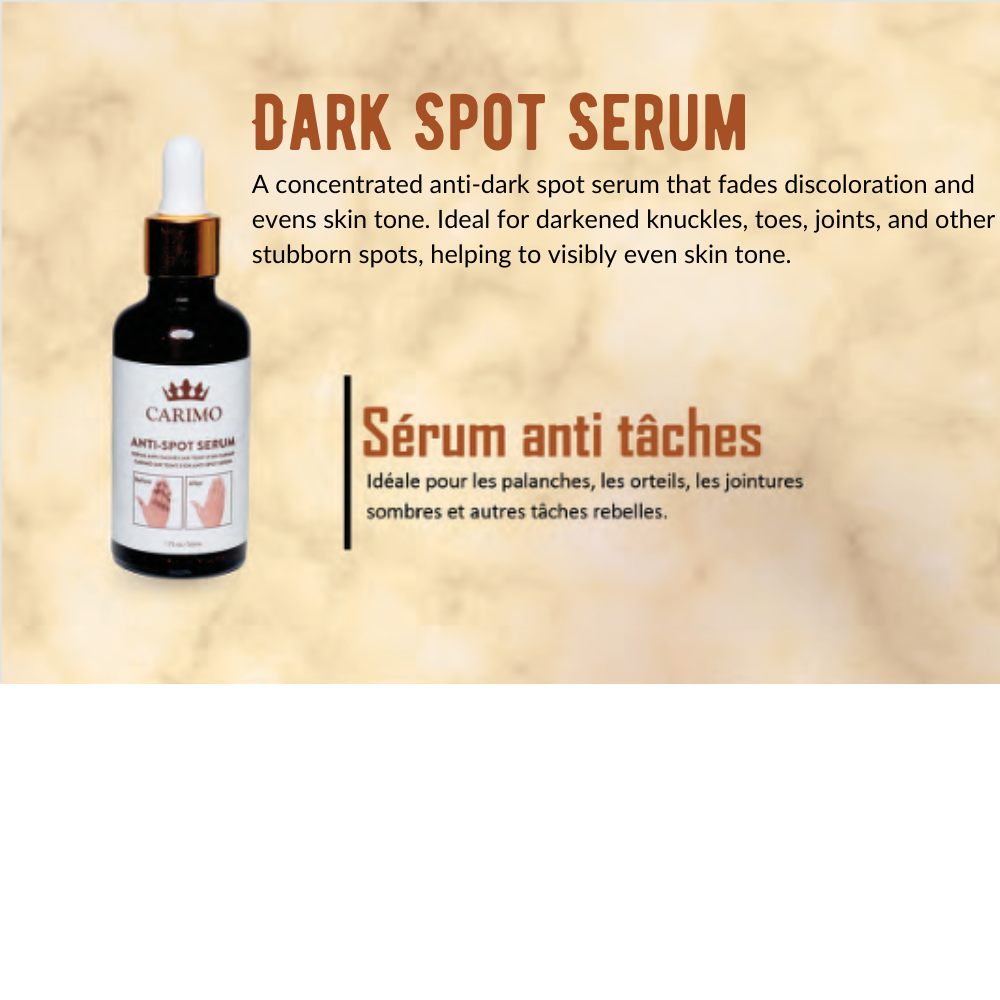 24k gold Dark spot serum bottle with product description on a beige background