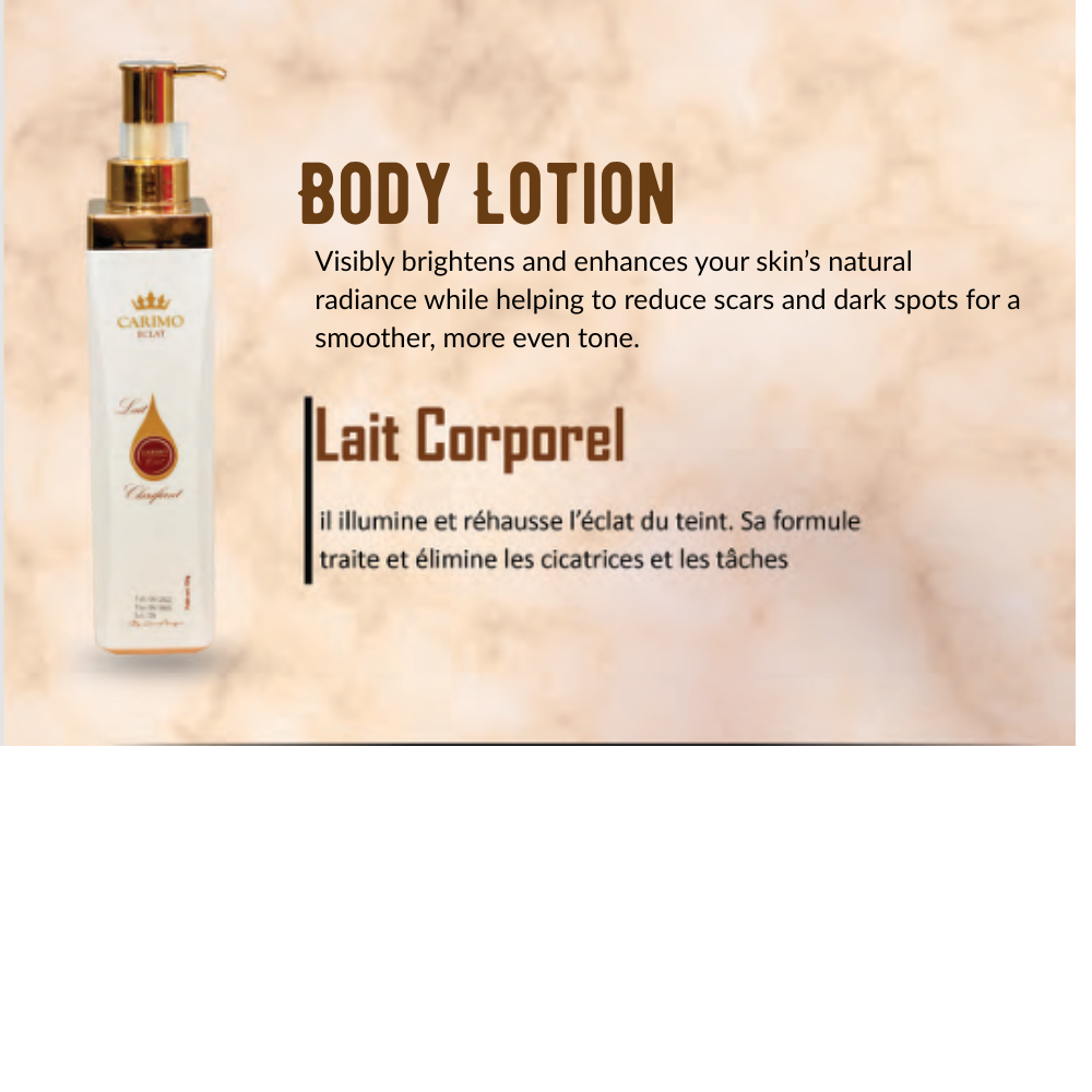 Body lotion bottle of Eclat skin care collection set with text on a beige background