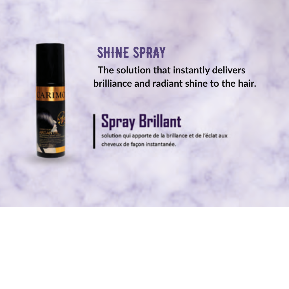 Carimo Hair spray Hair growth product with text on a purple background