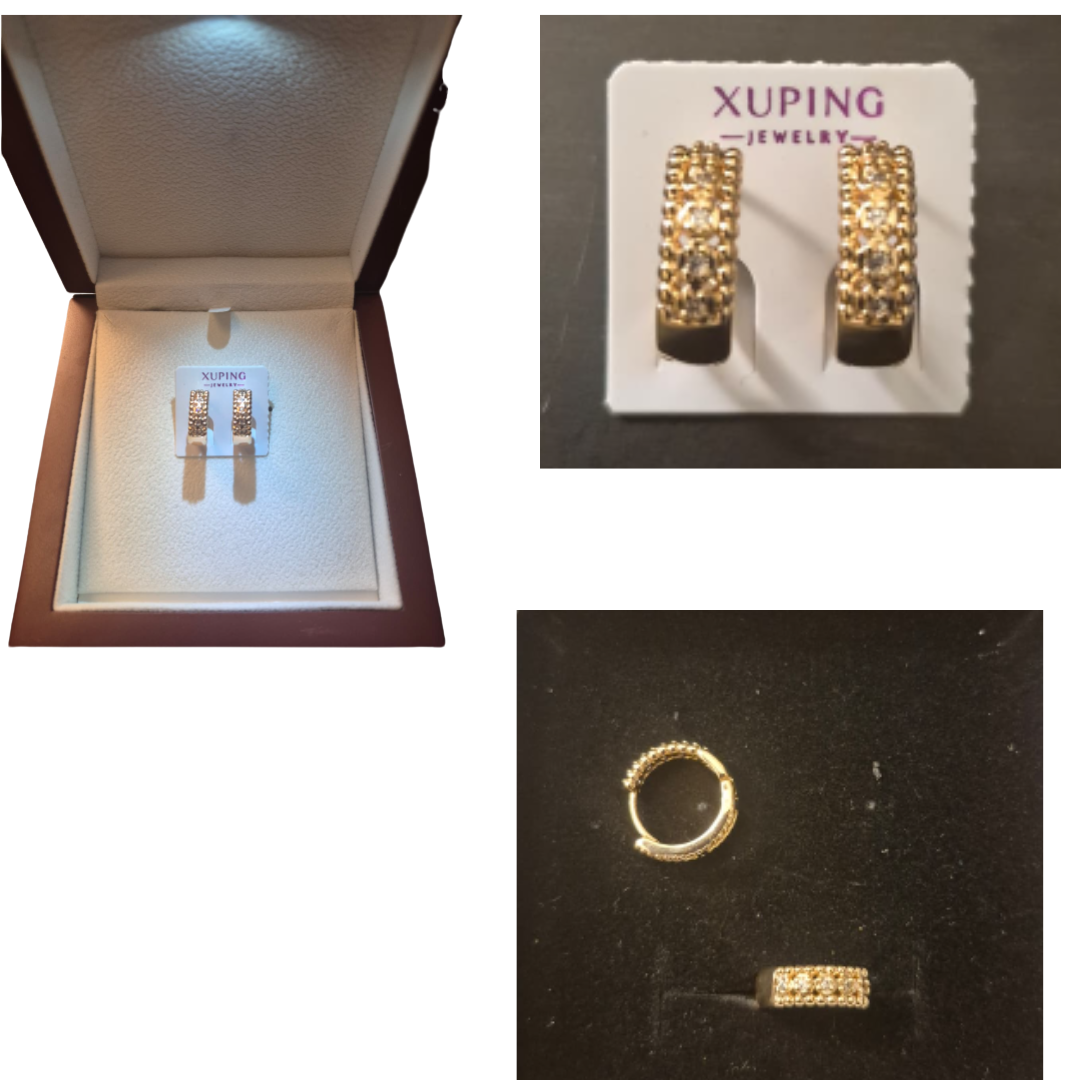 Gold-Tone Crystal Hoop Earrings – Pavé Design (XUPING Jewelry)