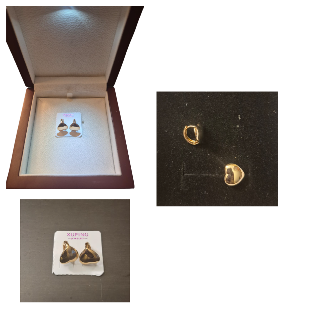 Gold heart shape Stainless Steel Earrings – Elegant Drop Design (XUPING)