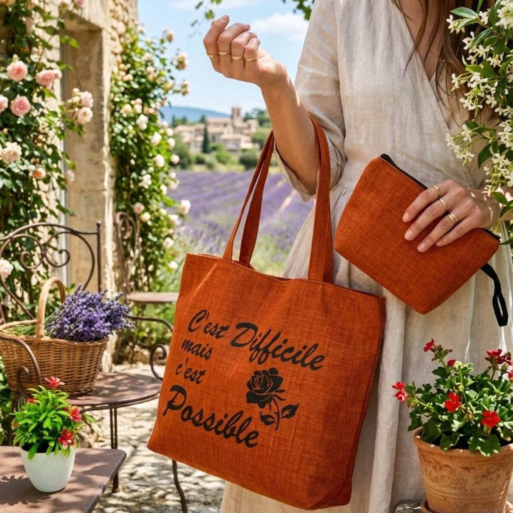 TCHOKOS “C’est Difficile mais c'est Possible” Inspirational Tote & Pouch Set