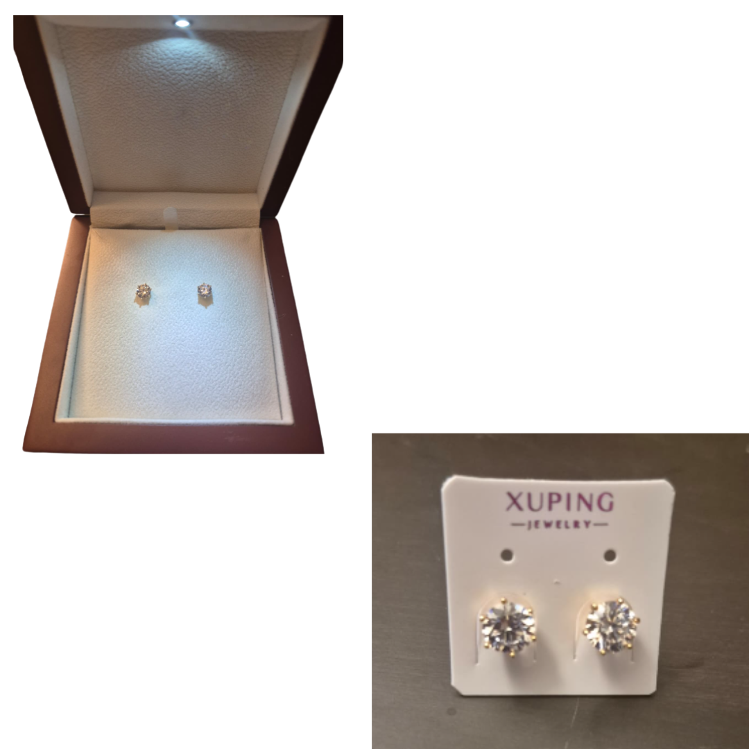 Stainless Steel Crystal Stud Earrings – Classic Round Cut (XUPING)