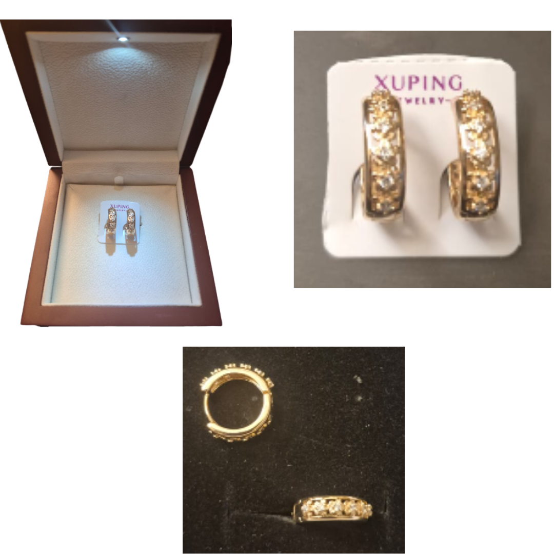 XUPING gold crystal hoop earrings displayed in elegant gift box, luxury women’s jewelry