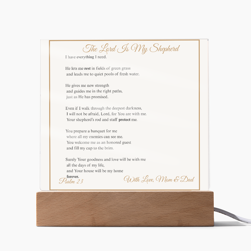 The Lord Is My Shepherd Acrylic Plaque | Psalm 23 Christian Decor Gift