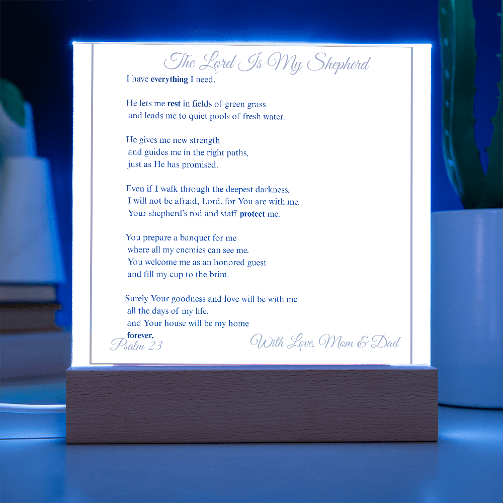 The Lord Is My Shepherd Acrylic Plaque | Psalm 23 Christian Decor Gift
