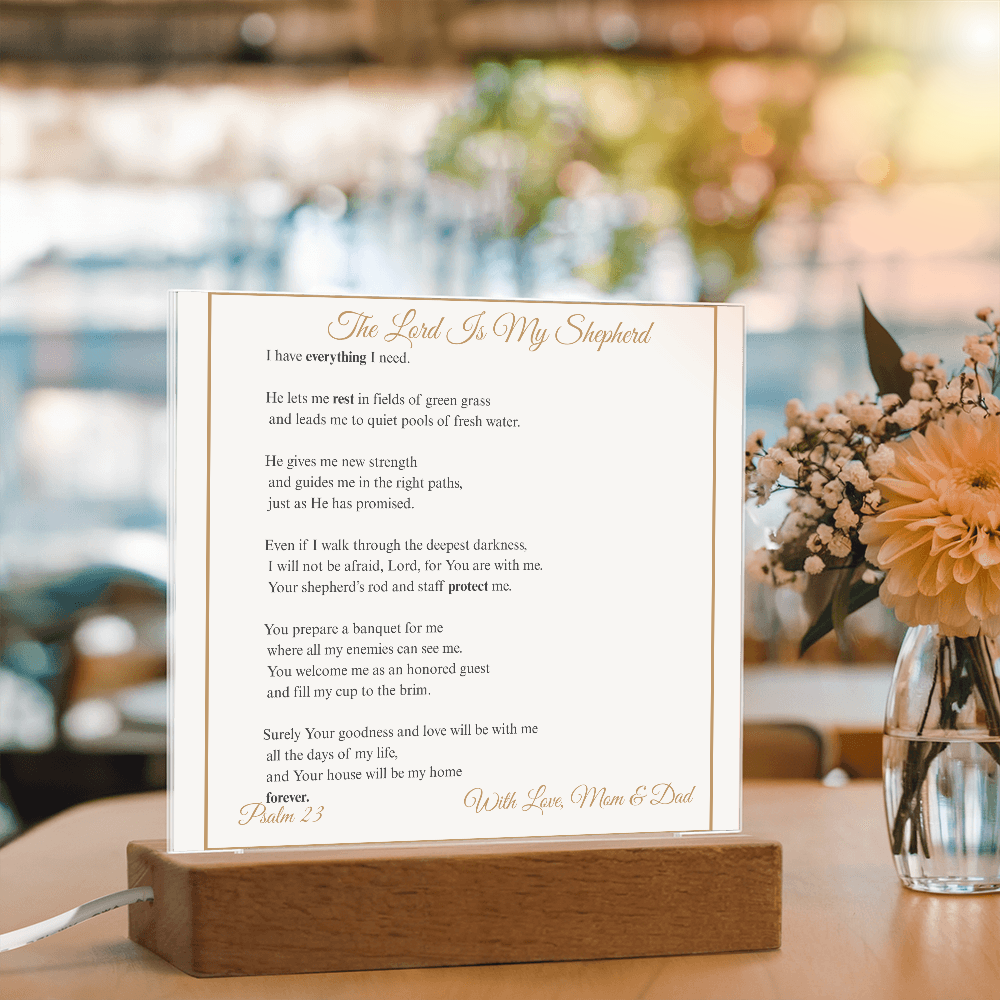 The Lord Is My Shepherd Acrylic Plaque | Psalm 23 Christian Decor Gift