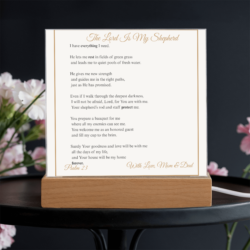 The Lord Is My Shepherd Acrylic Plaque | Psalm 23 Christian Decor Gift