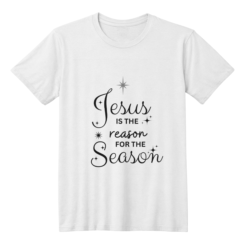 Jesus Is The Reason For The Season – Christian Christmas T-Shirt  WHITE