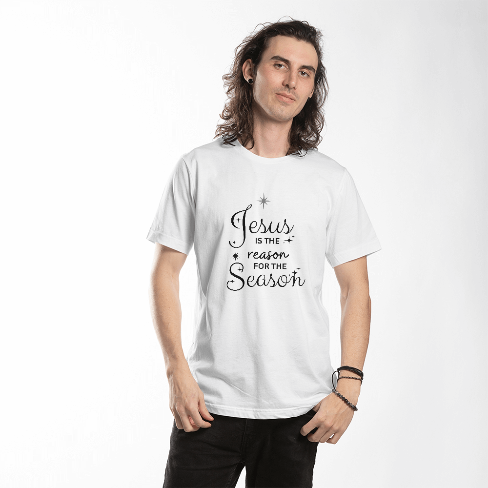 Jesus Is The Reason For The Season – Christian Christmas T-Shirt  WHITE