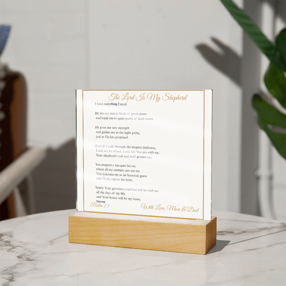 The Lord Is My Shepherd Acrylic Plaque | Psalm 23 Christian Decor Gift