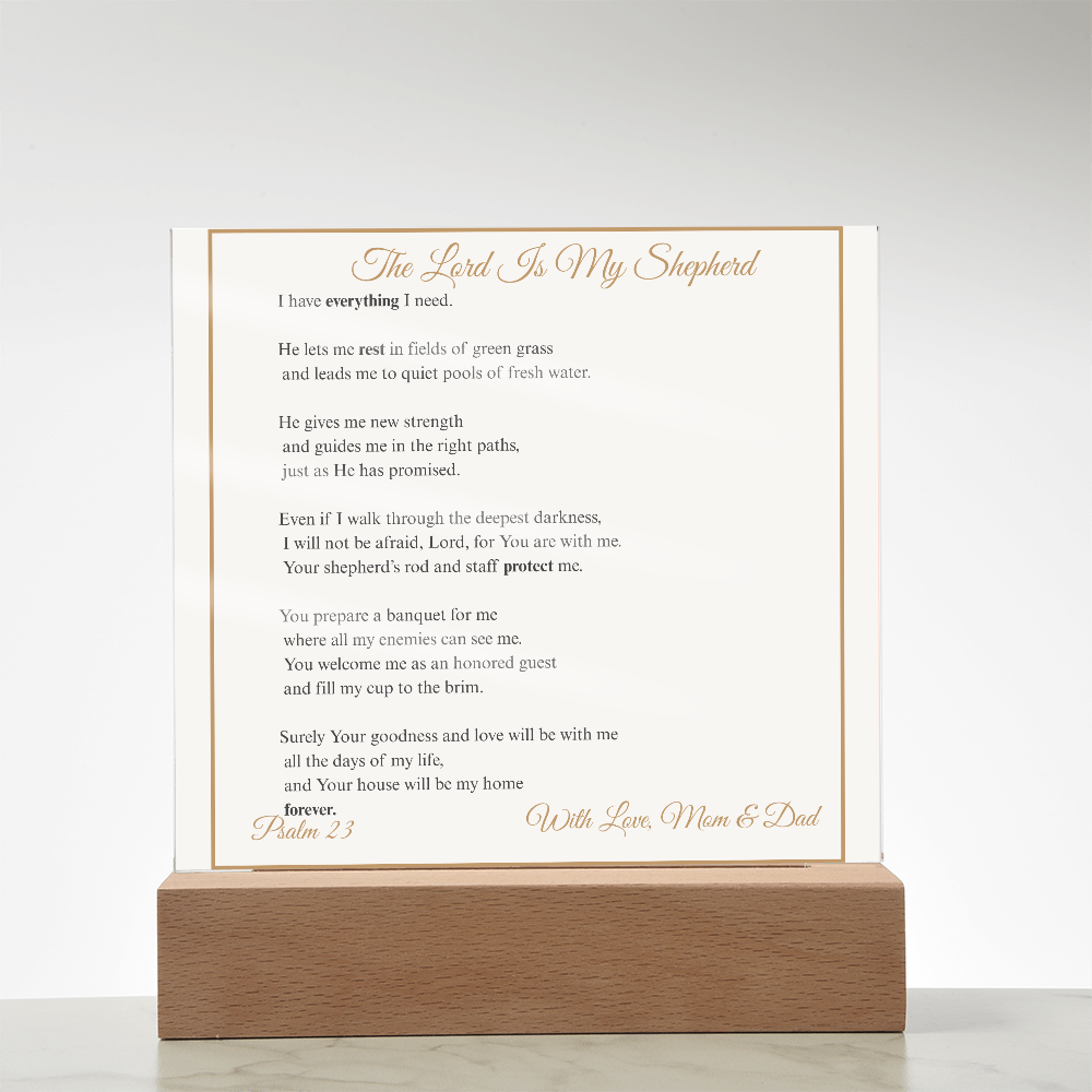 The Lord Is My Shepherd Acrylic Plaque | Psalm 23 Christian Decor Gift