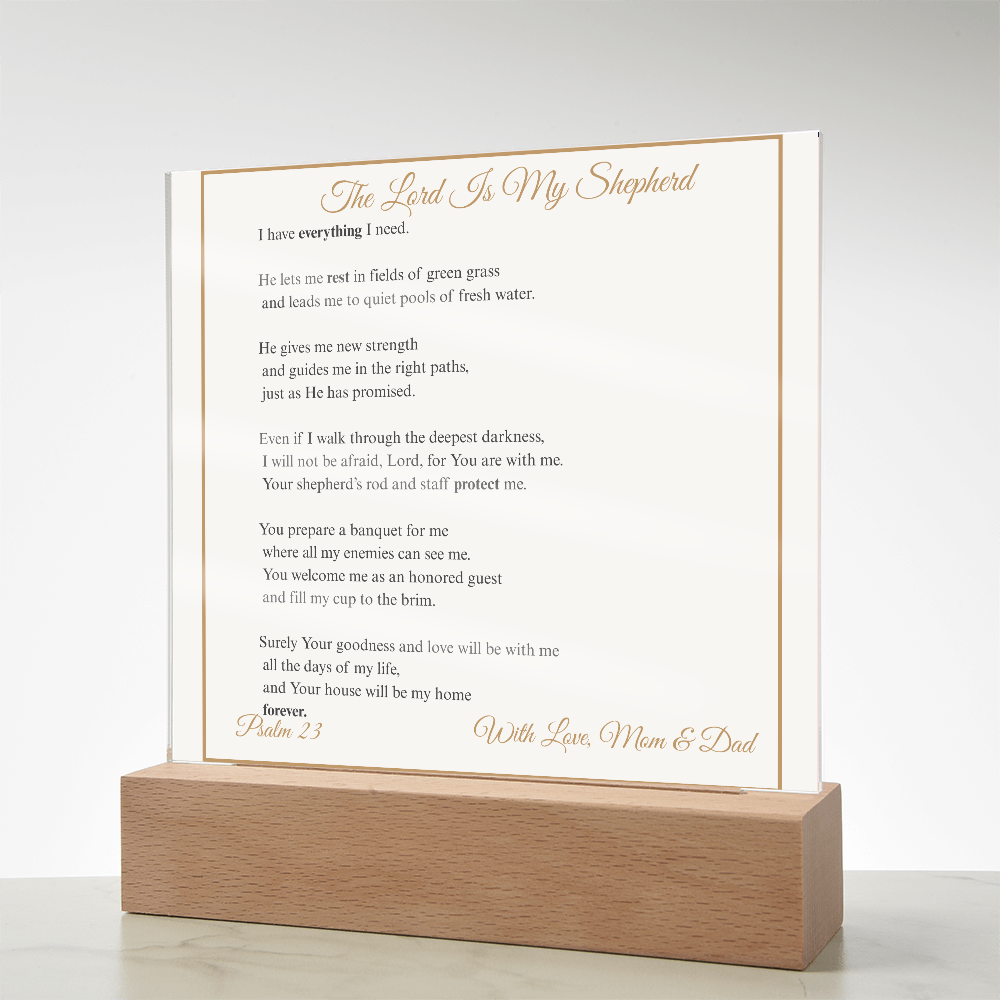 The Lord Is My Shepherd Acrylic Plaque | Psalm 23 Christian Decor Gift