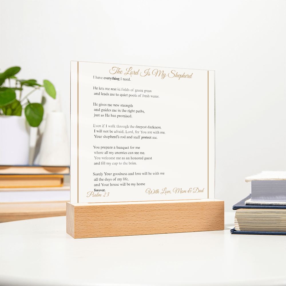 The Lord Is My Shepherd Acrylic Plaque | Psalm 23 Christian Decor Gift