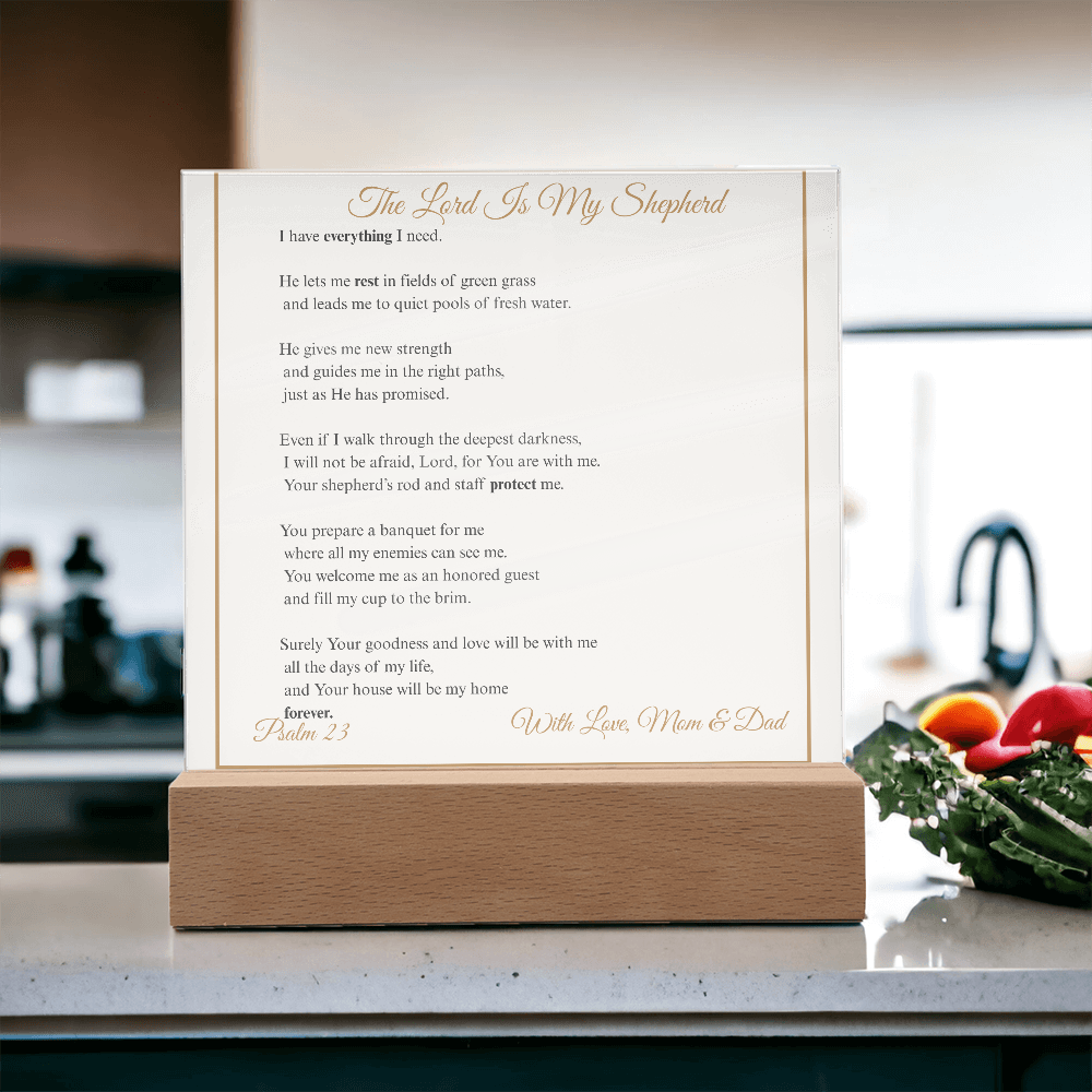 The Lord Is My Shepherd Acrylic Plaque | Psalm 23 Christian Decor Gift