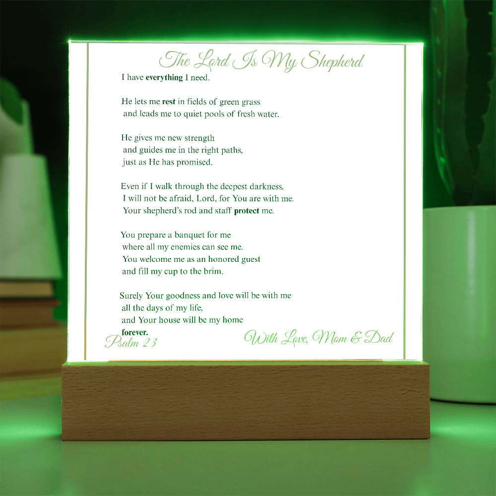 The Lord Is My Shepherd Acrylic Plaque | Psalm 23 Christian Decor Gift