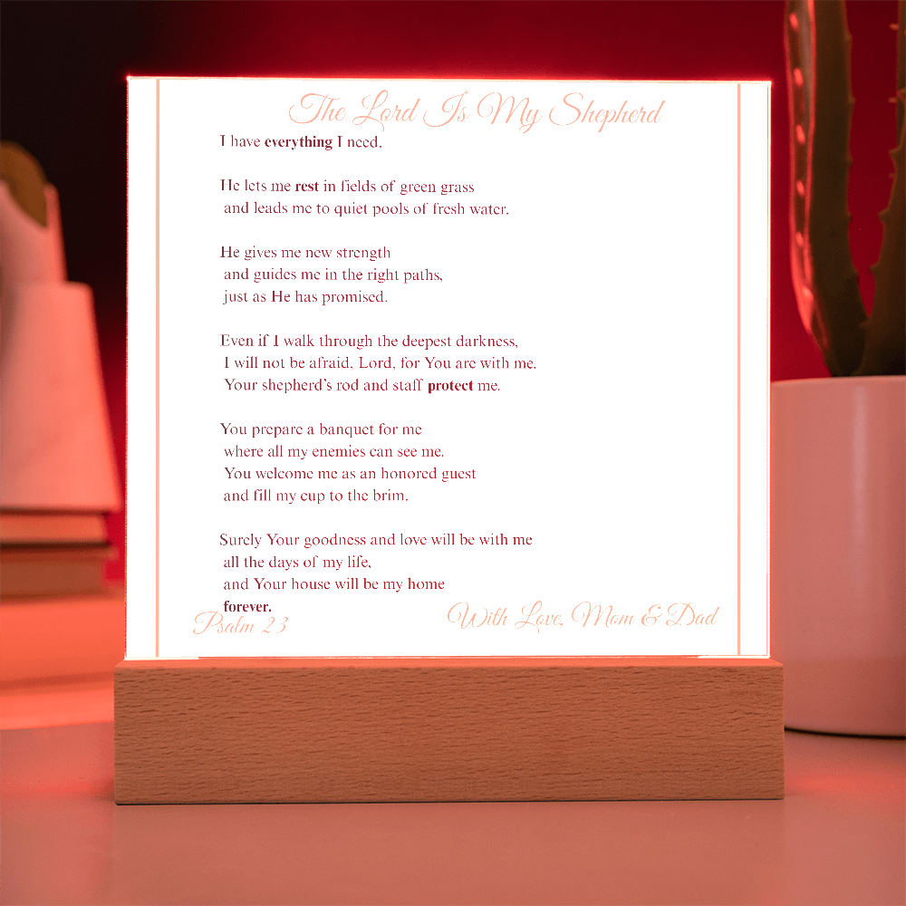 The Lord Is My Shepherd Acrylic Plaque | Psalm 23 Christian Decor Gift