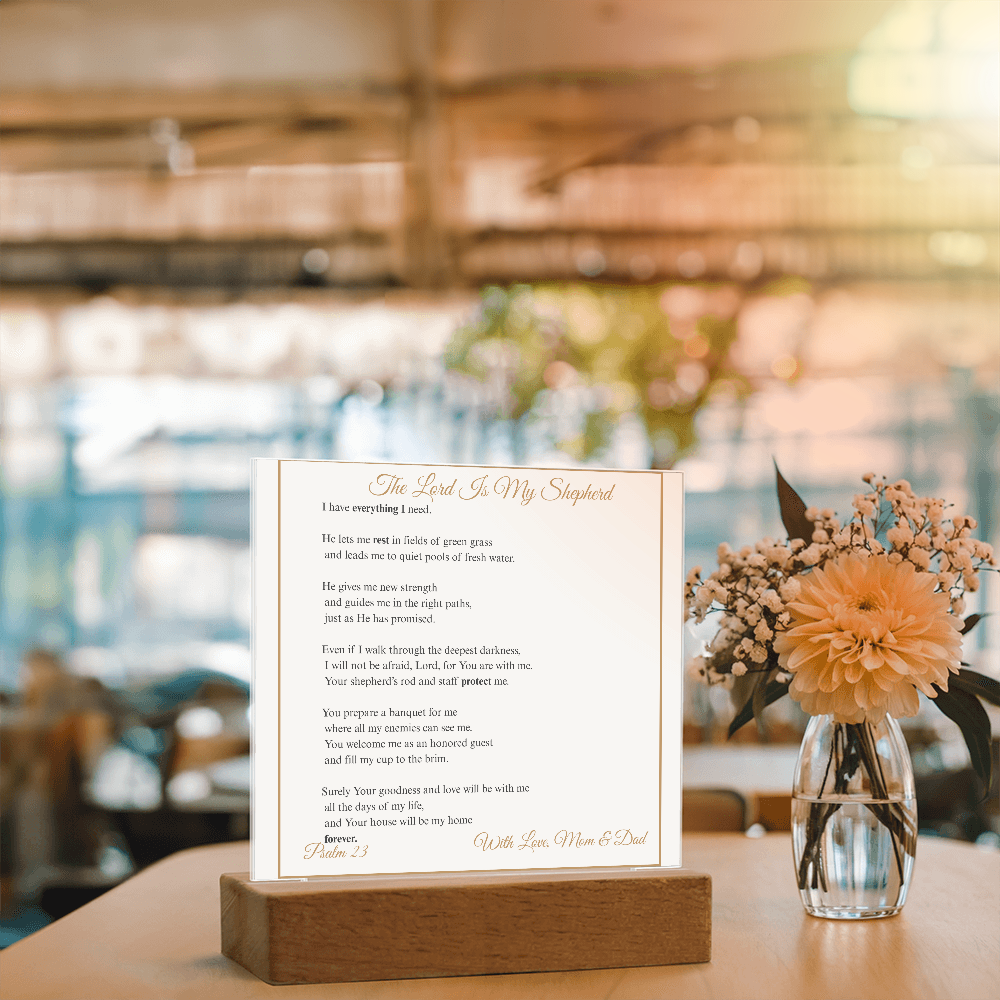 The Lord Is My Shepherd Acrylic Plaque | Psalm 23 Christian Decor Gift