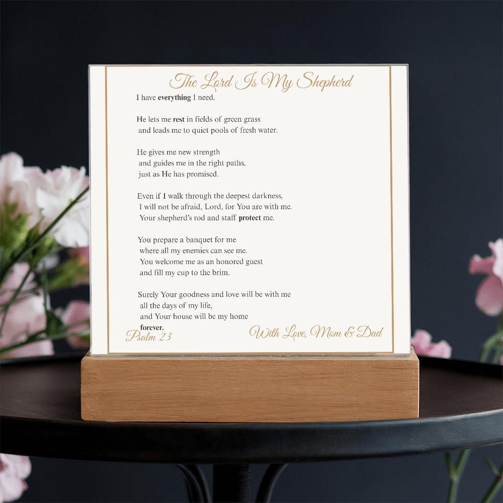 The Lord Is My Shepherd Acrylic Plaque | Psalm 23 Christian Decor Gift