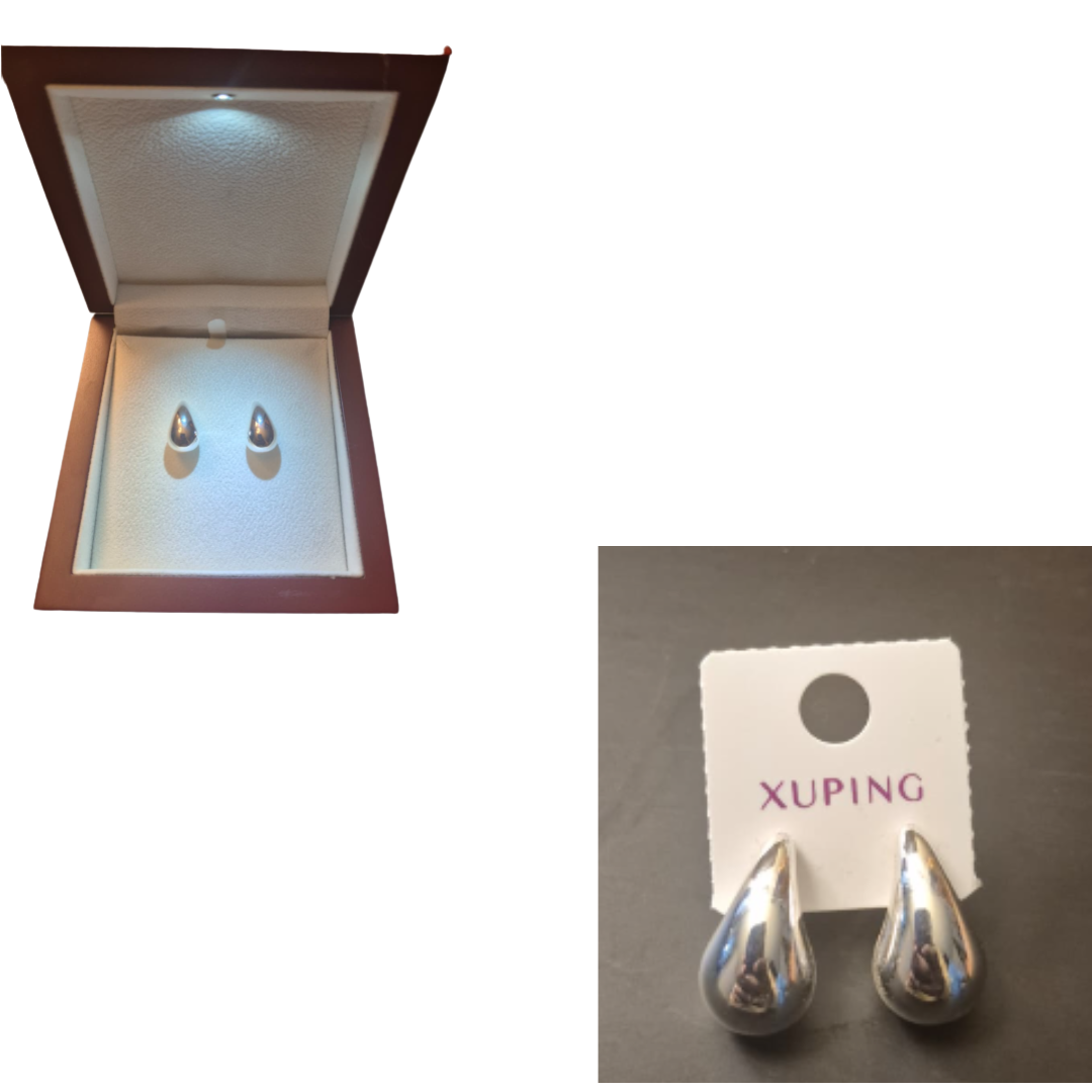Stainless Steel Teardrop Earrings – Elegant Silver Drop Design (XUPING)